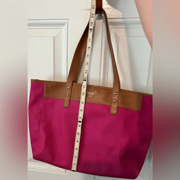 Fossil Women's Sydney Shopper Shoulder Tote Bag Purse Magenta Pink Fuschia EUC! - Picture 15 of 16